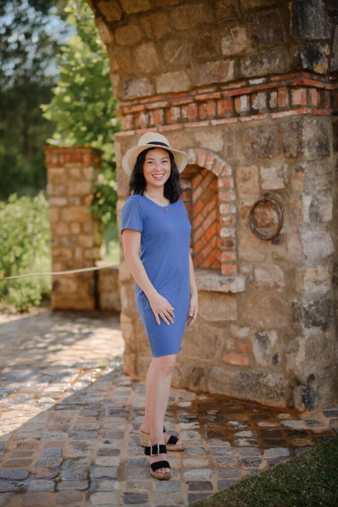 Individual portrait of mom captured during a family photography session at BridgeWay Station in Greenville, South Carolina.